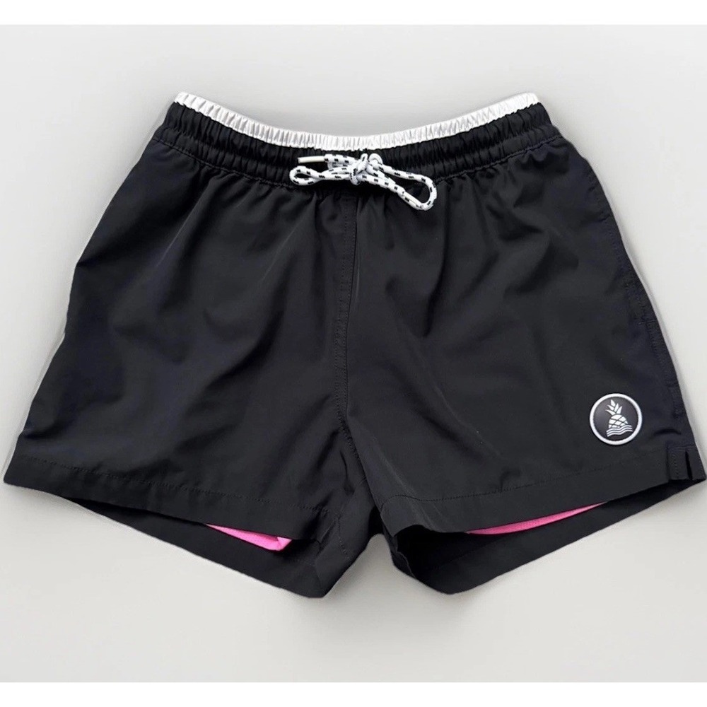 Chubbies Swim Trunks XS Black Pink Lined 4" Inseam Shorts Men